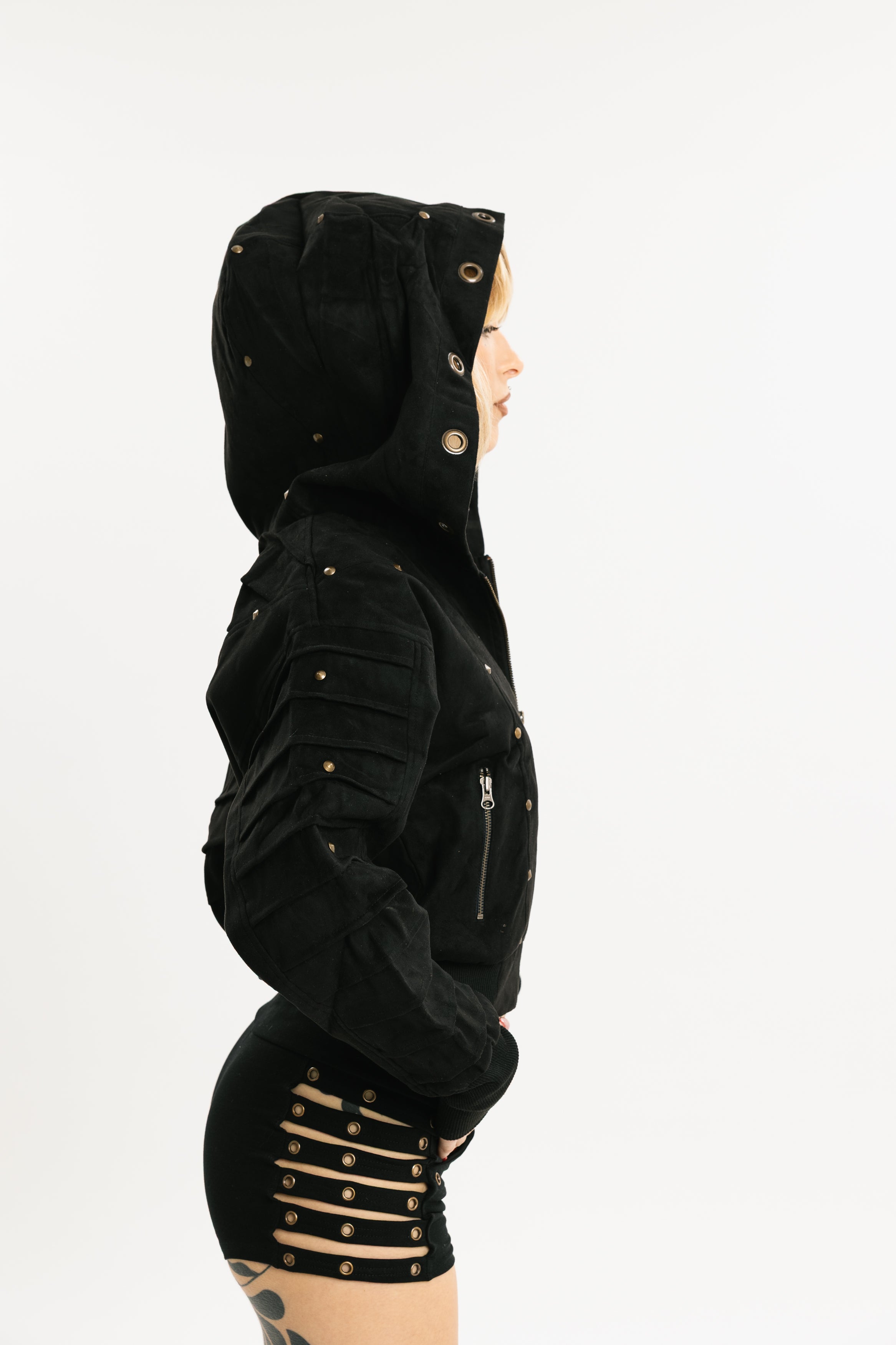 STEEL SHADOW | Hooded Vegan Leather Jacket