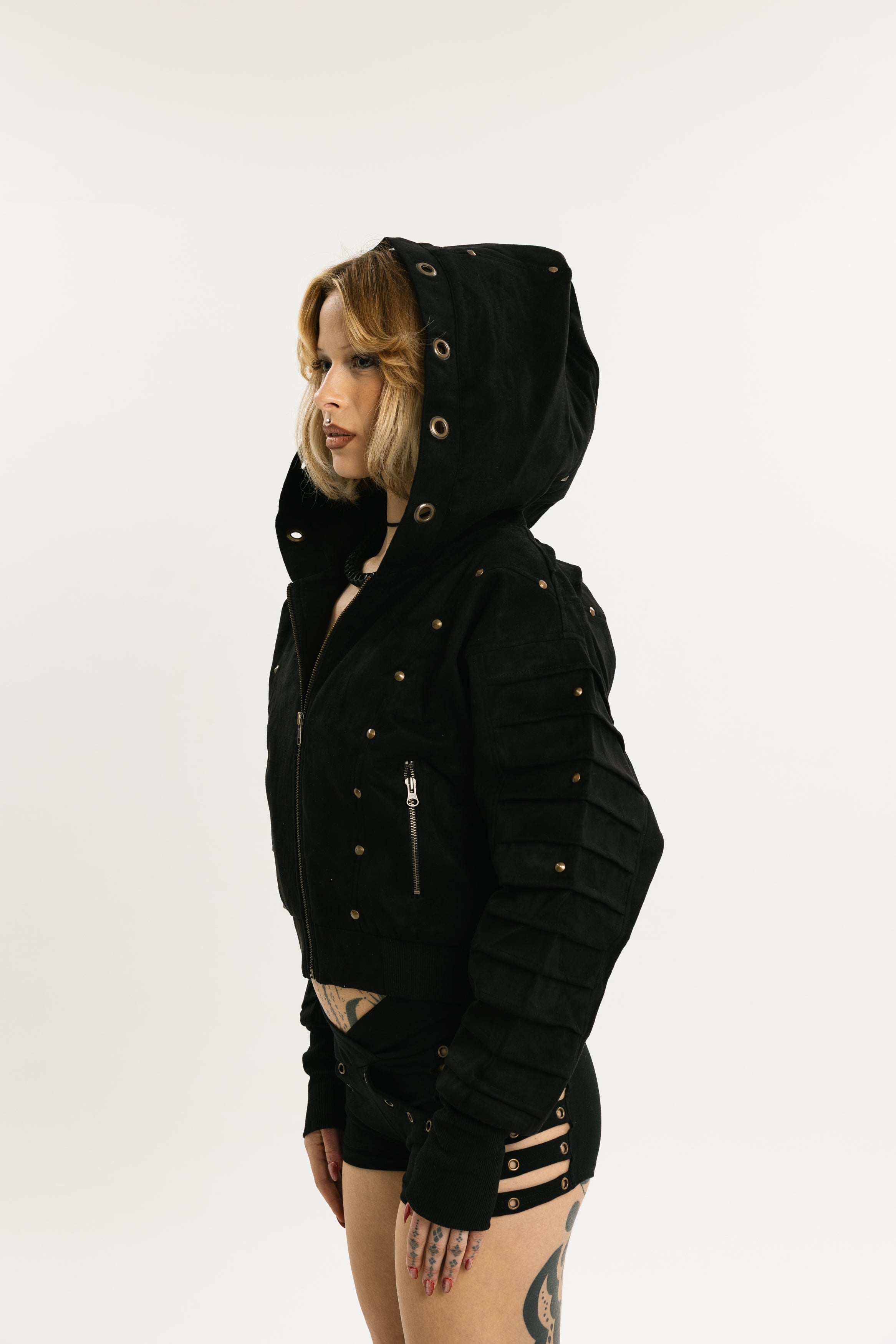 STEEL SHADOW | Hooded Vegan Leather Jacket