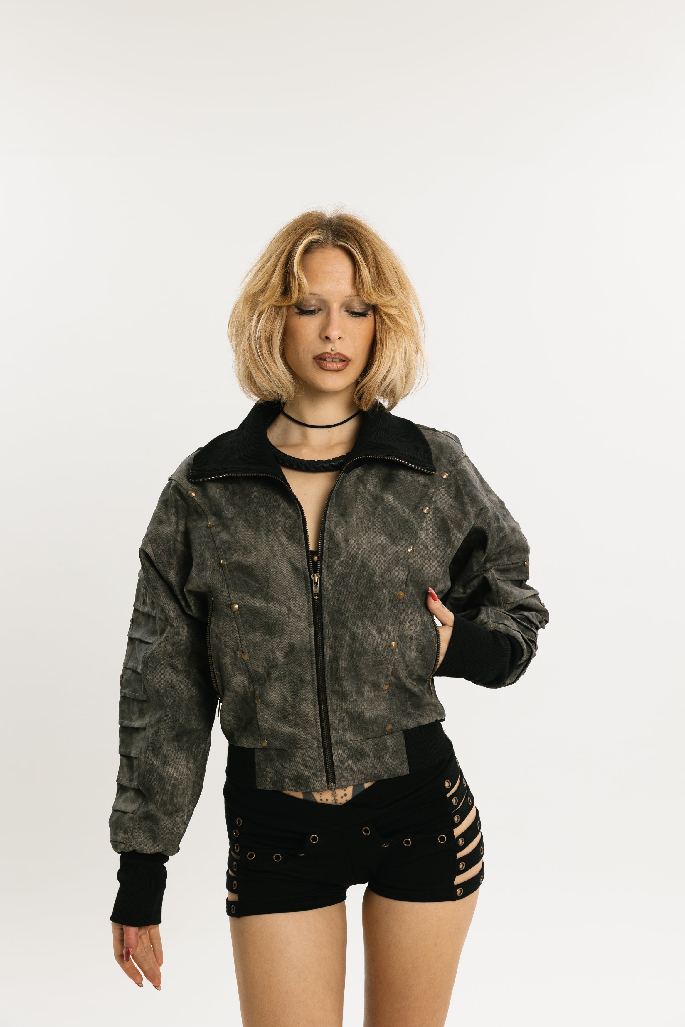 CHARCOAL DRIFT | Waxed Vegan Leather Jacket
