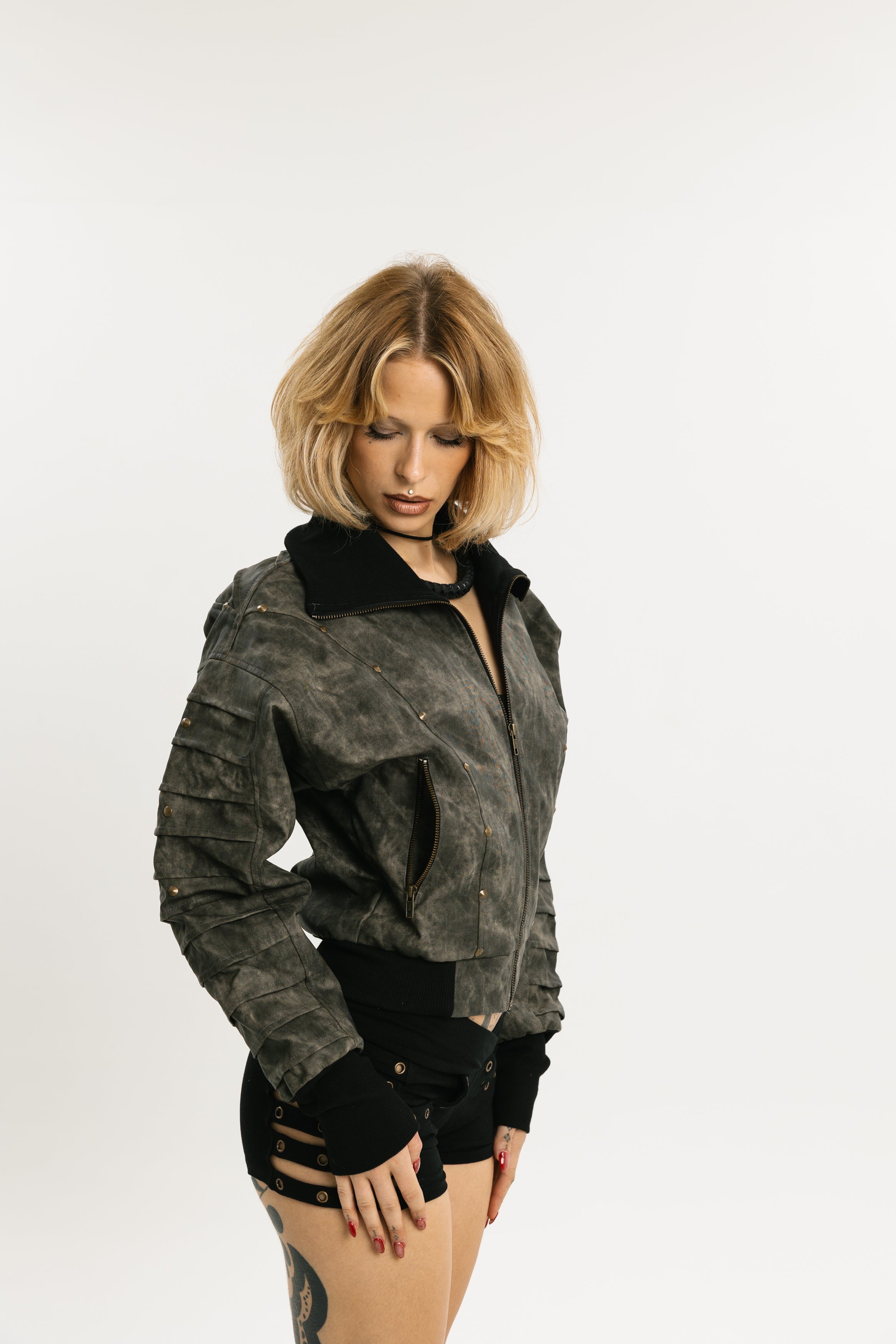 CHARCOAL DRIFT | Waxed Vegan Leather Jacket