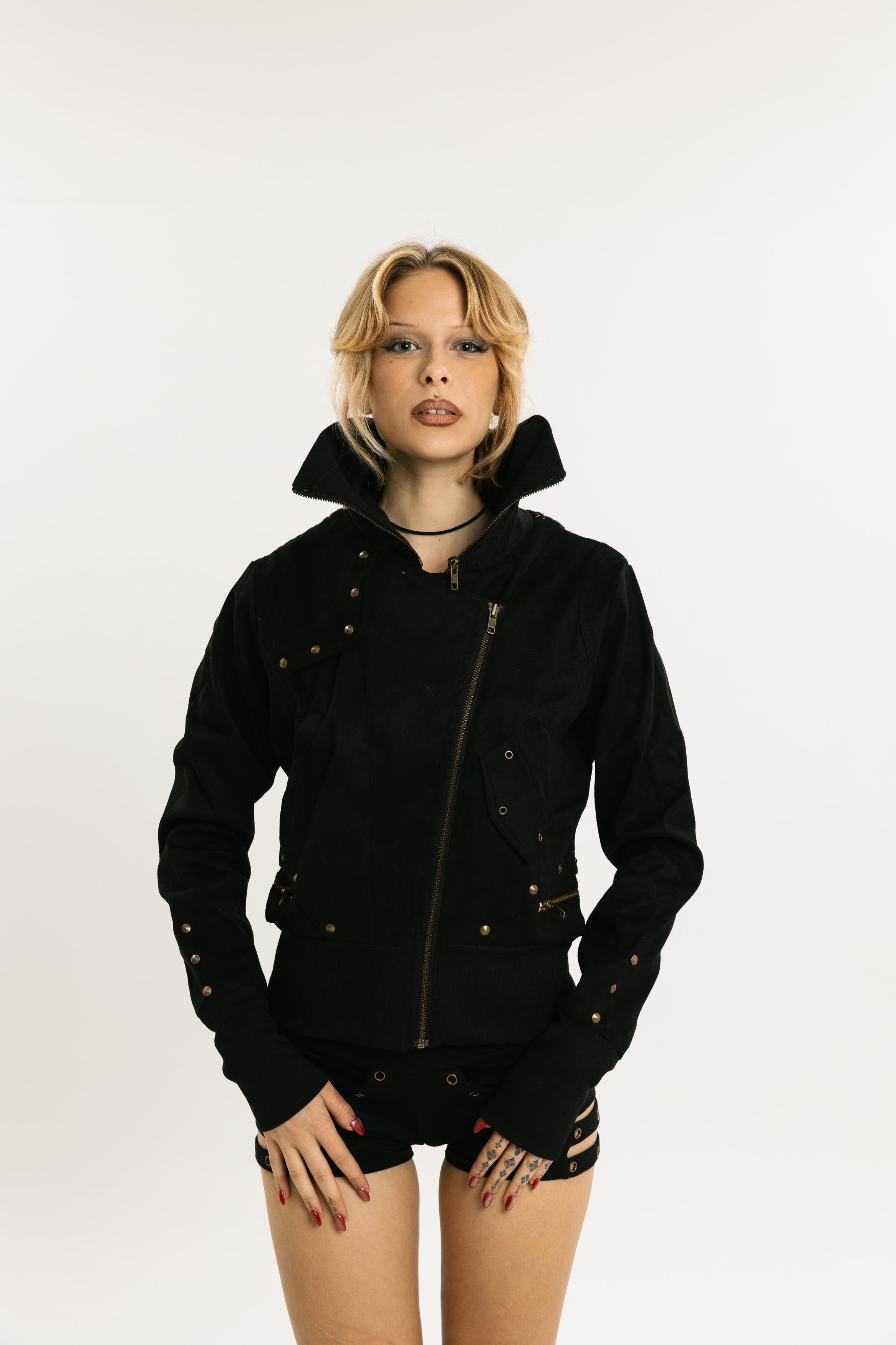 BLADE WEAVE | Vegan Leather Jacket | Black with Masala Jacquard
