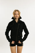 BLADE WEAVE | Vegan Leather Jacket | Black with Zebra Fur Panel