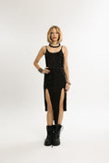 SERPENT FLOW | Midi-Length Python Print Cotton Dress | Brown and Black