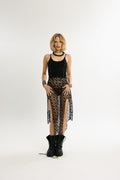 MIDNIGHT LACE | Midi-Length Vegan Leather and Lace Dress