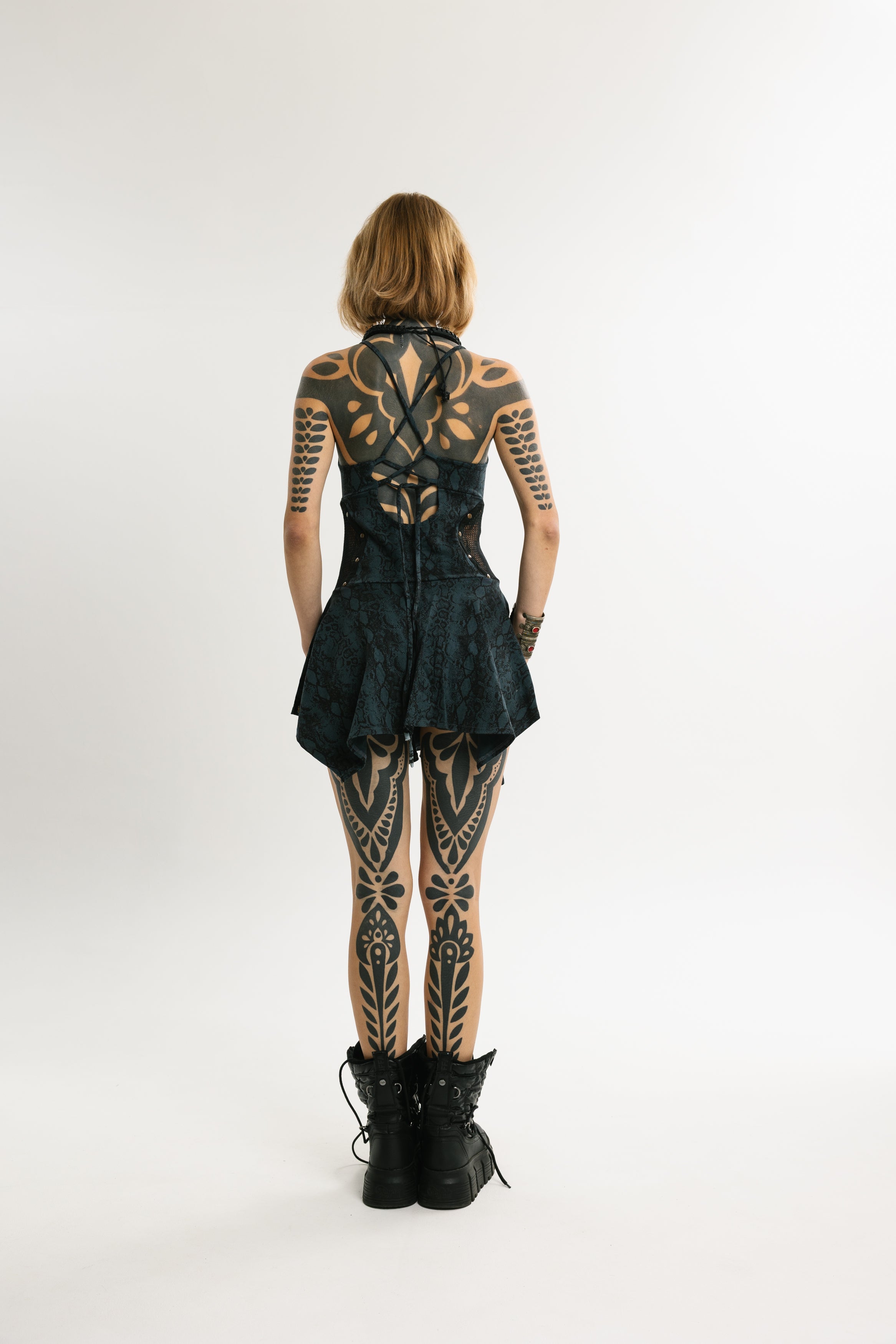 PULSE MINI | Halter Mini Dress with Blue Python Pattern