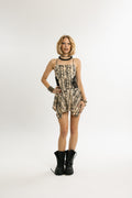 PULSE MINI | Halter Mini Dress with Sand Beige Python Pattern