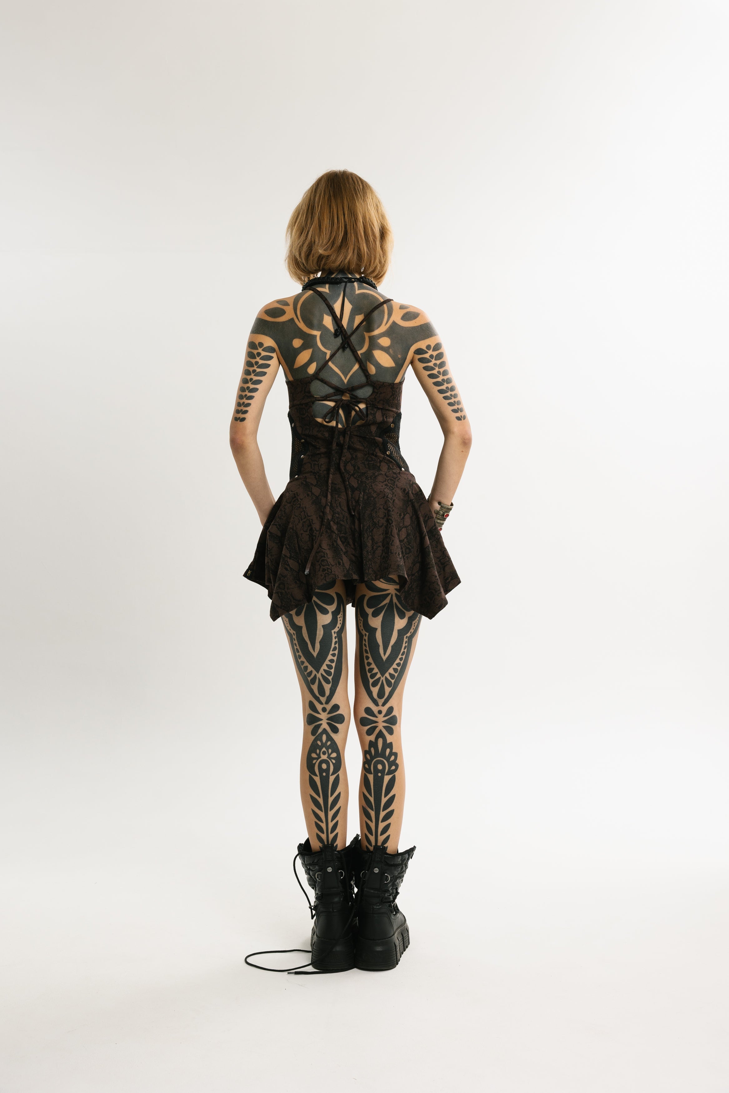 PULSE MINI | Halter Mini Dress with Brown Python Pattern