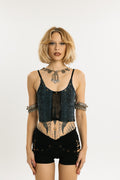 COIL TANK | Stretch Cotton Tank with Cobra Print | Blue | Short