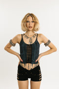 COIL TANK | Stretch Cotton Tank with Cobra Print | Blue | Long