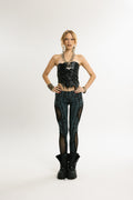 PYTHON PULSE | Stretch Cotton Leggings with Python Print | Dark Blue with Mesh