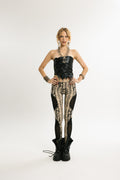 PYTHON PULSE | Stretch Cotton Leggings with Python Print | Beige with Mesh
