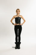 PYTHON PULSE | Stretch Cotton Leggings with Python Print | Black with Pintex