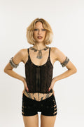 COIL TANK | Stretch Cotton Tank with Cobra Print | Brown | Long