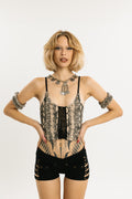 COIL TANK | Stretch Cotton Tank with Cobra Print | Beige | Short