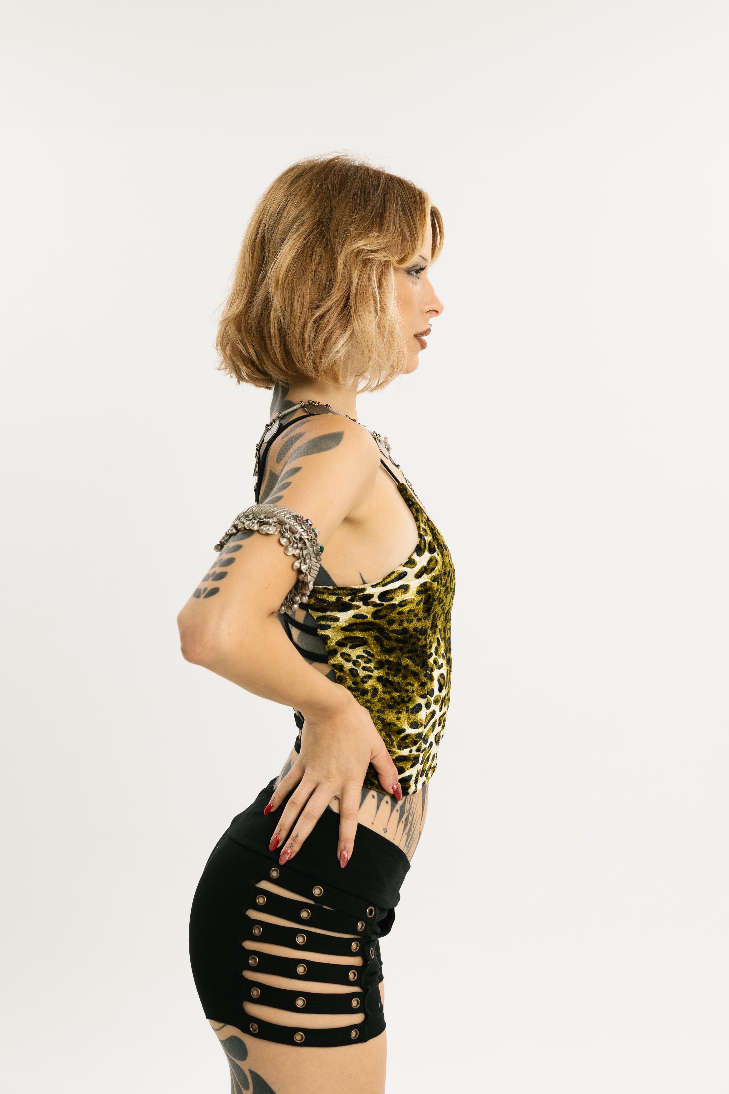COIL TANK | Stretch Cotton Tank With Leopard Print | Long