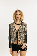 PRIMAL TANK | Velvet Leopard Print Tank | Beige snake print